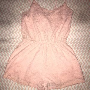 Pink flower print romper